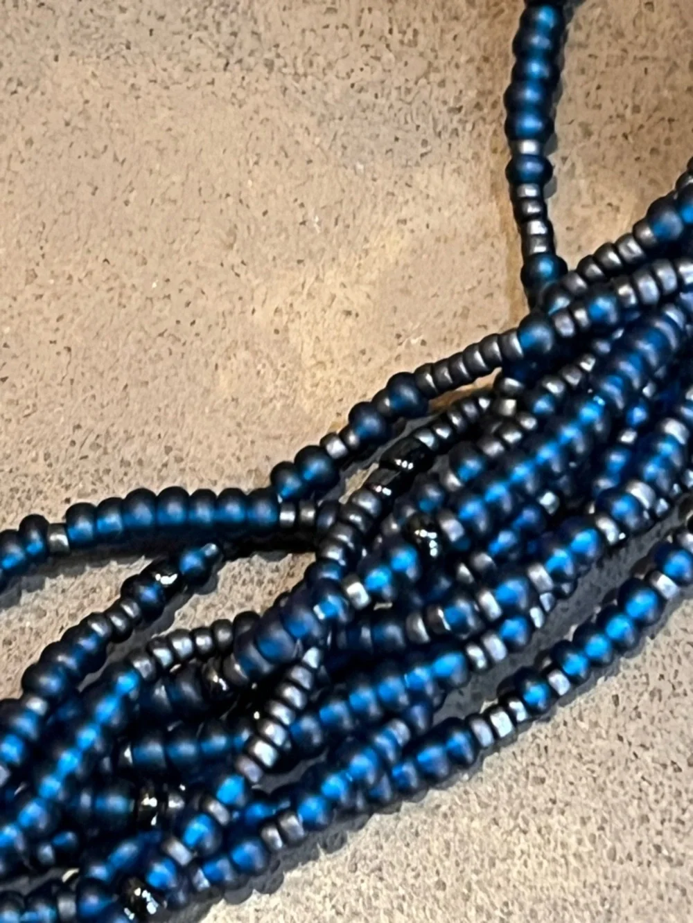 Peyote Bird 925 Sterling Silver Multi-Strand Blue Seed Bead Toggle Necklace 21